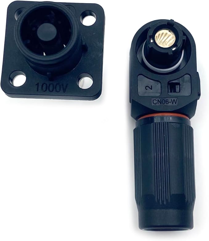 1 Set Battery Energy Storage Connector, 350A High Current Connectors Quick Plug Terminal Black Right Angle Plug and Socket IP67 Waterproof Power Adapter Crimping 120mm² Wiring (1500V)