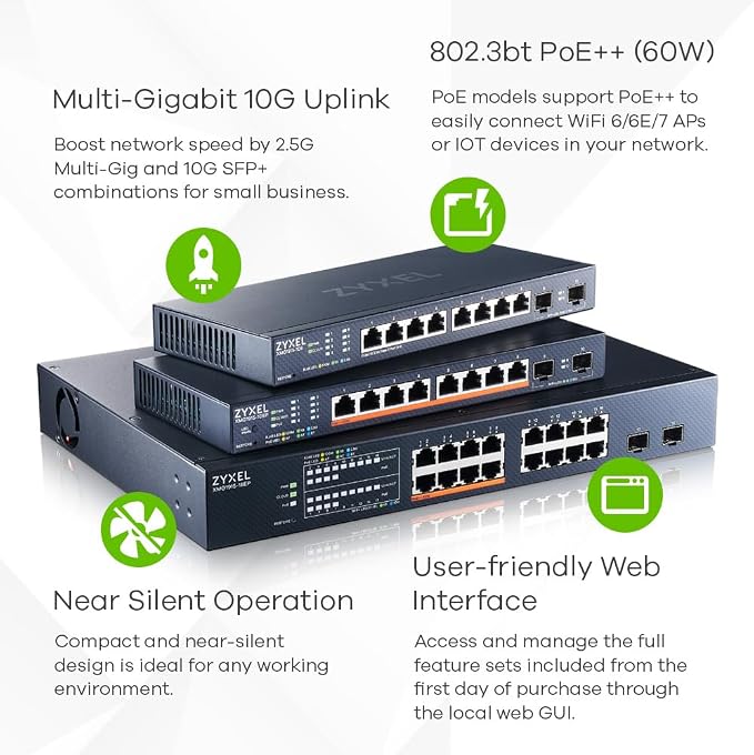 Zyxel 8 Port Ethernet Switch | Smart Managed Network Switch | 8X 2.5G RJ-45 + - Image 2