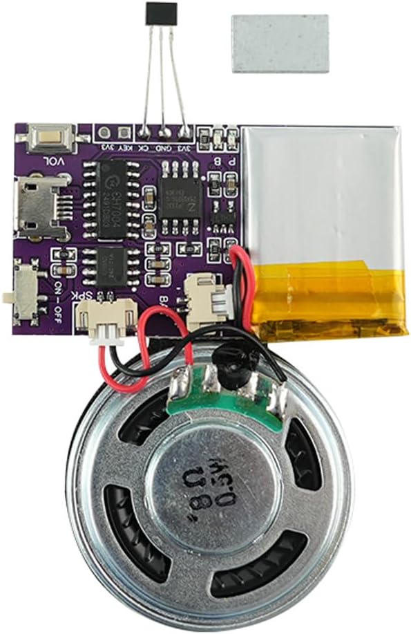 Voice Module,MP3 Music Sound Chips, 16MB Sound Module for Crafts, Christmas, New Year Greeting Cards, Box with Speaker Lithium Battery Powered and USB Cable. (JR-JX7004-Magnet Sound Module)