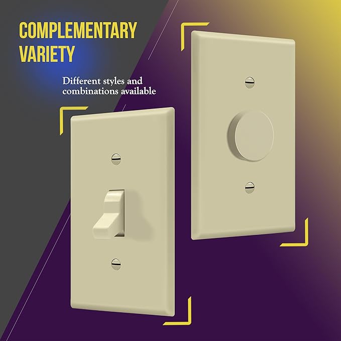 ENERLITES Toggle Light Switch Wall Plate, Size 1-Gang 4.50" x 2.76", Unbreakable Polycarbonate Thermoplastic, 8811-I, Ivory