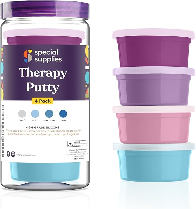 Special Supplies Therapy Putty for Teens and Adults - Resistive Hand Exercise Stress Relief Therapy Putty Kit, Set of 4 Strengths, Three Ounces of Each Putty (Unicorn Colors)