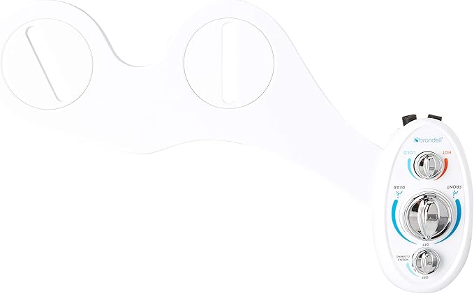 Brondell Bidet Left Hand Bidet Attachment SouthSpa Dual Temperature and Dual Nozzle - control panel on left side - Dual Temperature for warm water wash with Dual Positionable Nozzles, LH-22