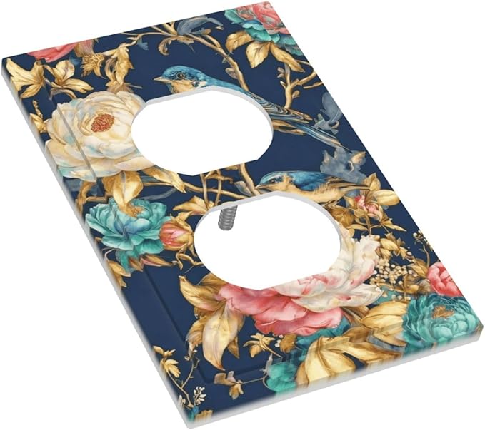Bvtewkhz Floral Birds Morris Duplex Outlet Decorative Outlet Covers Light Switch Plate Electrical Receptacle Switchplate For Bathroom Kitchen Bedroom