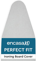 Encasa XO Ironing Board Cover and Pad 54"x18" - 4mm Felt & 2mm Foam Metallized Silver Iron Board Cover with Padding - Heat & Scorch Resistant, Non Slip, Bungee Elasticated, 3 Fasteners Silver Luxury