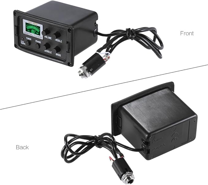 Acoustic Guitar Tuner, 3-Band EQ Equalizer LCD Display Volume Control Bass Middle Treble Knob for Acoustic Guitar