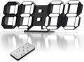 EDUP HOME 3D LED Clock Desk Alarm Clock Wall Clock with Remote Control, 9.7" LED Electronic Clocks, Snooze Model, Temperature, Night Light Auto/Custom Brightness