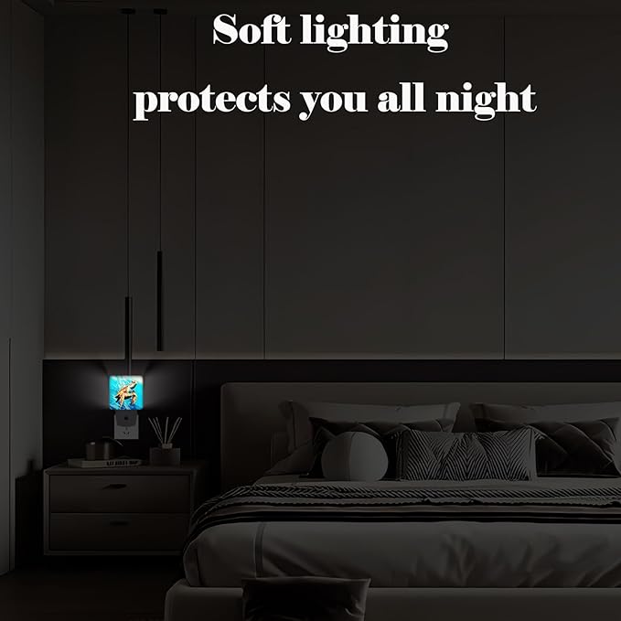 FSHVQKD Watercolor Wild Turtle Night Light,Plug Into Wall for Boys Girls Bedroom Decorative Square Night Light Lamp 0.5w Sleep Friendly