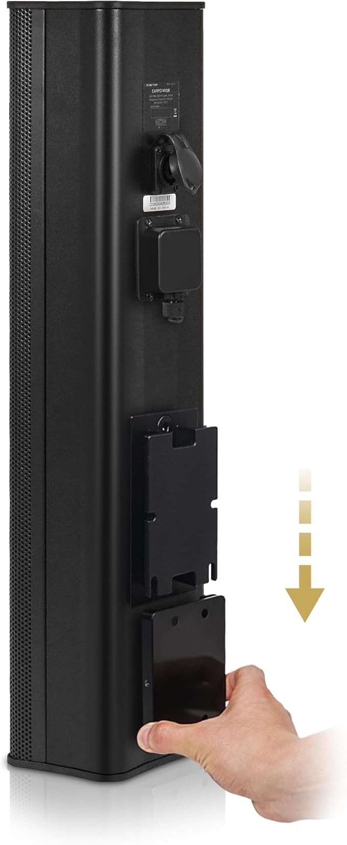 Sound Town Weatherproof Compact Aluminum Line Array Column Speaker with Wall Mount Bracket, 4 x 3 Woofers, 2 x 1.2 Dome Tweeters, Black, for Church, Indoor & Outdoor Installation (CARPO-M42B)