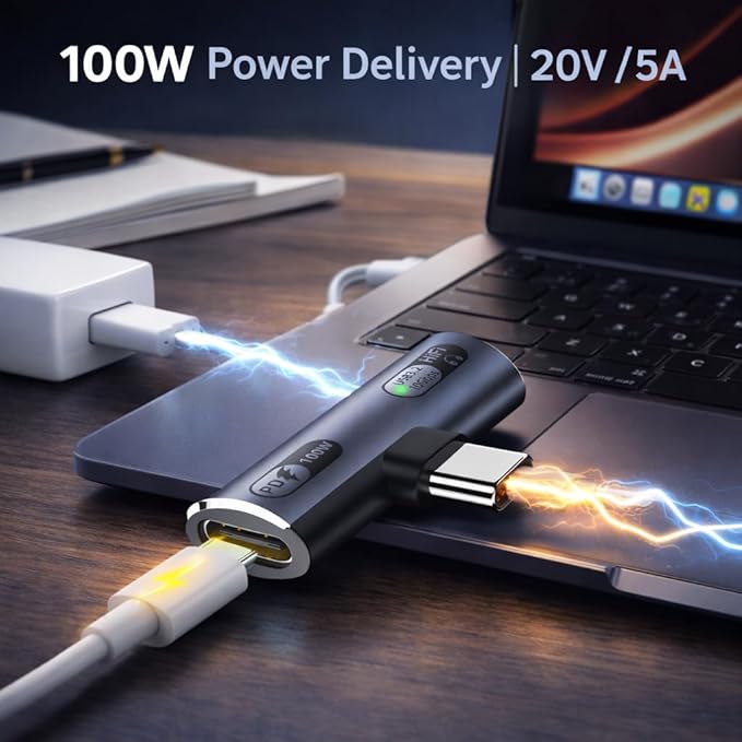 Mizi 2025 Upgraded USB C Splitter 100W Fast Charging Adapter – Dual USB C Headphone & Charger Dongle for iPhone 16/15, iPad, MacBook, Galaxy S24/S23, Pixel & More – Audio + Power Adapter - Grey