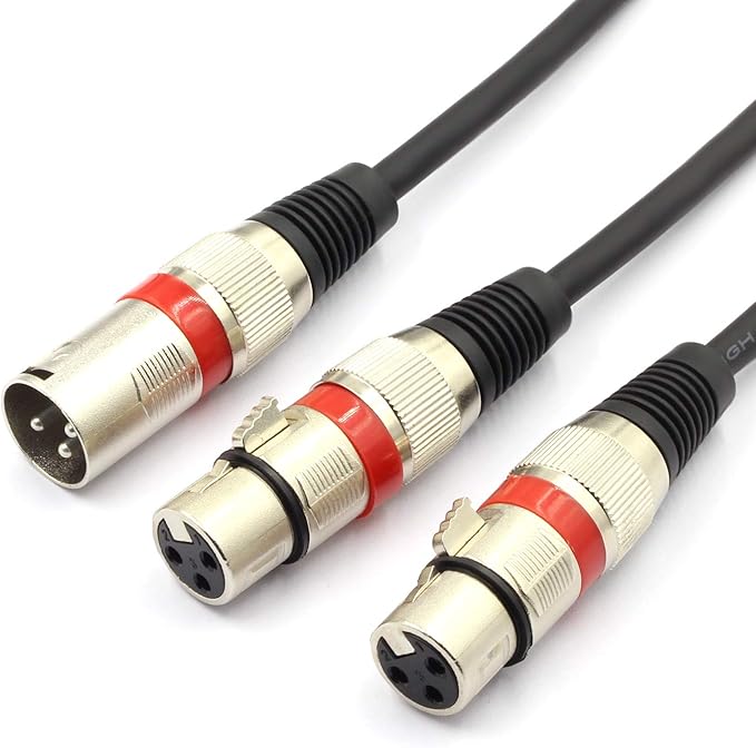 SiYear XLR Splitter Cable - XLR Male to Dual Female 3 Pin Patch Y Cable Balanced Microphone Splitter Cord Audio Adapter (50CM/1.5FT)