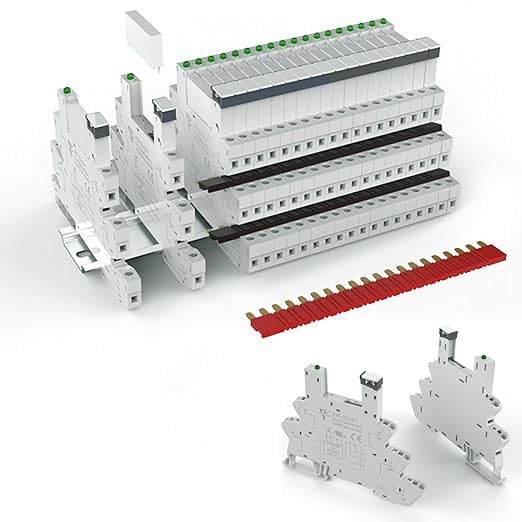 UL Listed 10Pcs Electromagnetic Relay for PLC;24V Relay Din Rail; 24VDC and 24VAC Both; SPDT 6 Amp Push in Socket Screw-Free Wiring