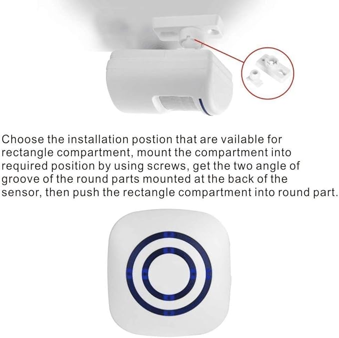 Motion Sensor Door Chime for Business, Outdoor Doorbell Kit Wireless Driveway Alert: Infrared Motion Sensor Chime with 1 Plug-in Receiver and 1 PIR Motion Sensor Detector Alert - LED Indicators
