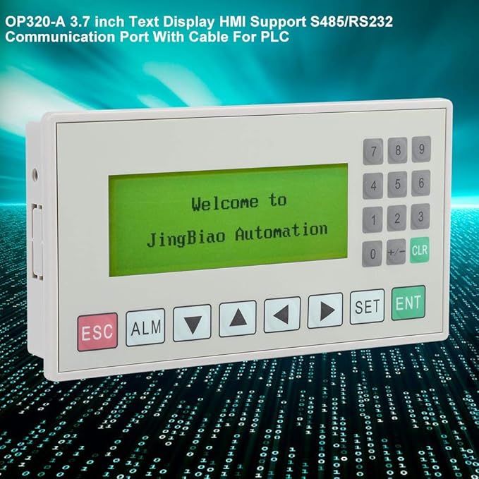 Jectse OP320-A Text Display,Small Man-Machine Interface 3.7 inches LCD Screen HMI Support S485/RS232 Intelligent Controller with Communication Port