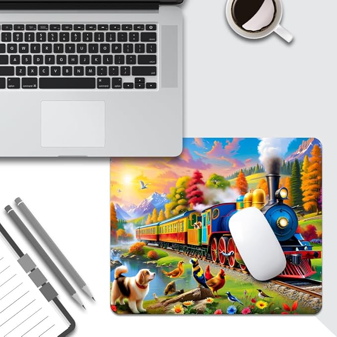 Train Square Mouse pad, Texture, Waterproof, Anti Slip Rubber Base, Computer Mouse pad, Laptop Mouse pad