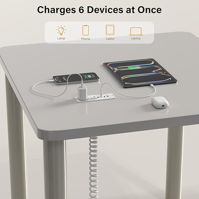 Recessed Power Strip USB C 65W Fast Charging Station,in Drawer Outlet,Furniture Flush Mount for Desktop,Workspace Essential Desk Outlet (White, 10FT)