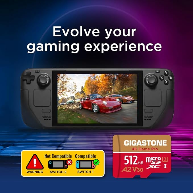 【Switch 1 Only】 GIGASTONE 512GB Micro SD Card, Game Pro, MicroSDXC Memory Card - Image 6