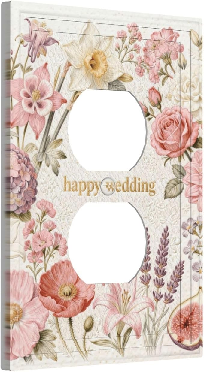 Bvtewkhz Floral Plant Watercolor Flowers Duplex Outlet Decorative Outlet Covers Light Switch Plate Electrical Receptacle Switchplate For Bathroom Kitchen Bedroom