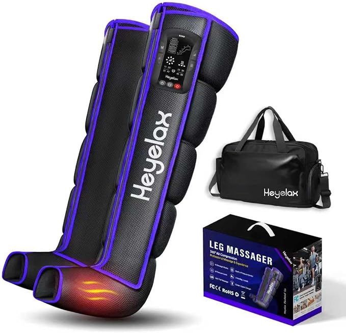 Heyelax Leg Compression Massager for Circulation and Pain Relief FSA, Recovery Boots Sleeve for Fast Therapy, Cordless Leg Massager with Heat as Ideal Gifts for Men Women (Large,2-Pack)