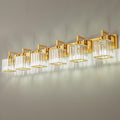 FDPBY Modern Crystal Bathroom Vanity Light - 6-Lights Gold Brushed Brass Finish Wall Lamp
