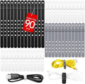 AROIC 90Pcs Silicone Cable Ties with 3 Sizes,Reusable and Washable with Adjustable Locking Buckle Design, Cord Organizer for Home, Office, Travel Essential, School (3 Colors)