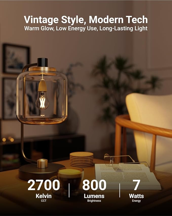 Sunco 20 Pack A15 Light Bulb LED, Edison Style Bulb, Dimmable Vintage Filament Lighting, 800 LM, 7W (60W Equivalent), 2700K Soft White, E26 Medium Base, Wet Rated UL
