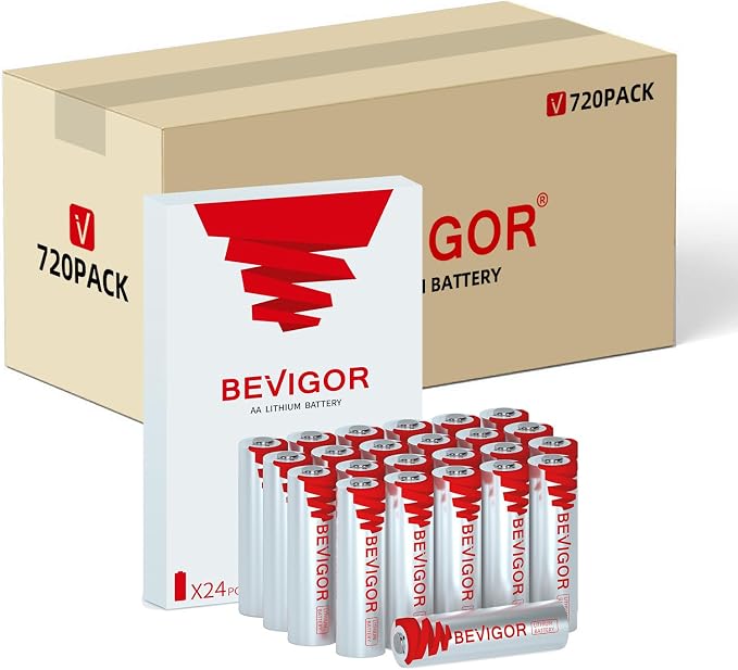 BEVIGOR Lithium AA Batteries, 720 Pack Lithium Iron Double A Battery by BEVIGOR