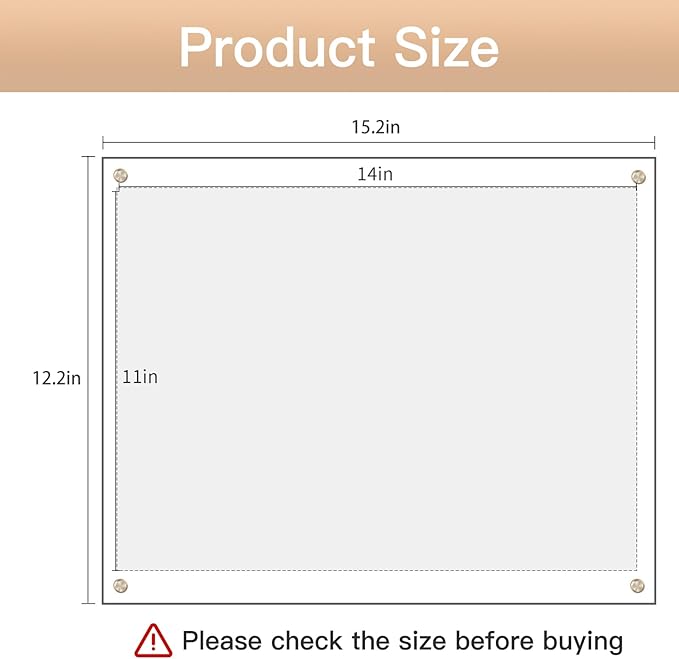 Kalami 11x14 Acrylic Wall Mount Picture Frame Self Adhesive, No Drill Holes Floating Frameless Clear Photo Frame for Diploma Certificate Degree Document Display Gallery Wall-Full Frame is 12x15