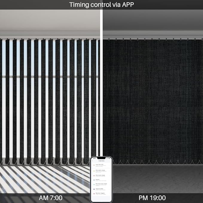 Blindify Motorized Vertical Blinds Compatible with Alexa Google Home, Blackout Sliding Door Shades Smart Vertical Blinds Remote Control Customize, 3-Layer Dark Grey