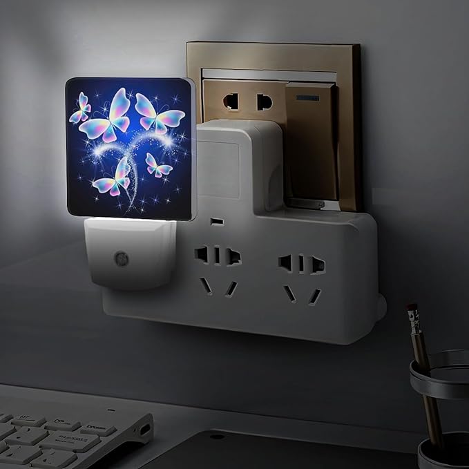 YKJAHSD Butterfly Night Light, Plug into Wall Decor Nightlights for Bedroom, Bathroom, Hallway, Kitchen, with Dusk to Dawn Light Auto Sensors LED Night Lights for Boys Girls Women Men Room Gifts