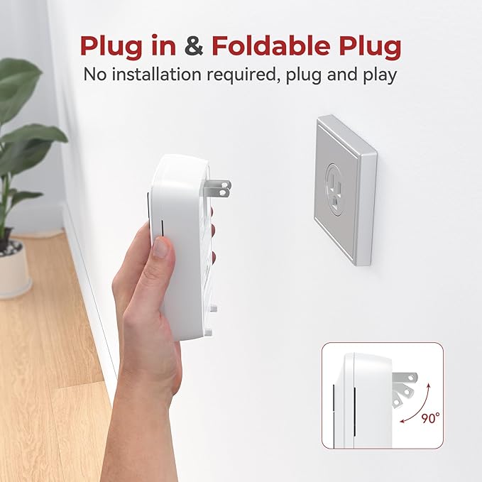 Siterlink Carbon Monoxide Detectors Plug in,10 Year Replaceable Battery Operated Co Monitor Alarm,Plug and Play Co Detector,Portable Carbon Monoxide Detector for Home,Traval,RV,Hotel GS846A 1 Pack