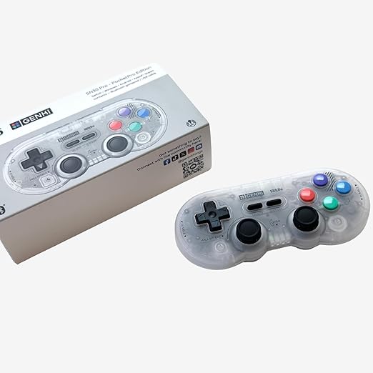 GENKI x 8BitDo PocketPro Portable Wireless Game Controller with Hall Effect Joysticks Rumble, Gyro, USB-C Cable Gamepad for Portable Consoles, Switch, Windows, Mac OS, Android, Steam Deck