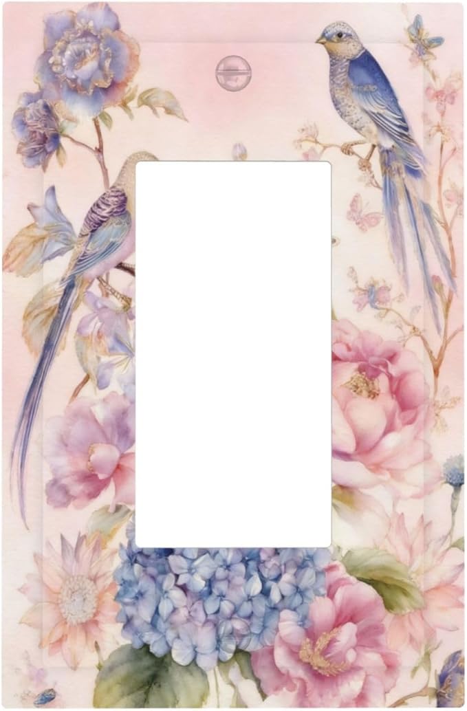 Bvtewkhz Floral Birds Morris 1 Gang Single Rocker Decorative Outlet Covers Light Switch Plate Electrical Receptacle Switchplate For Bathroom Kitchen Bedroom