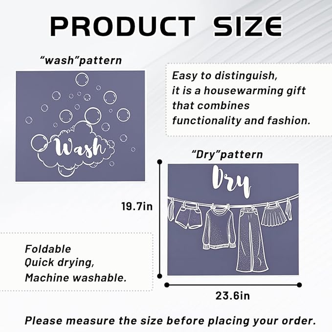 Esamploe Washer Dryer Countertop Mat,Washer and Dryer Topper Dust Proof Quick Drying Indicator Mat,Washer Dryer Covers Topper Anti Slip Protective Cover for Laundry Rooms and Kitchens(Blue)