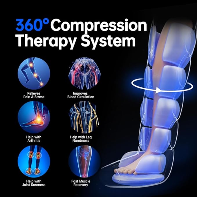 Heyelax Leg Compression Massager for Circulation and Pain Relief FSA, Recovery Boots Sleeve for Fast Therapy, Cordless Leg Massager with Heat as Ideal Gifts for Men Women (Large,2-Pack)