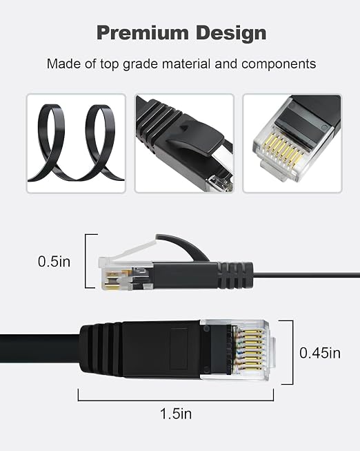 Yauhody CAT 6 Ethernet Cable 3ft 6-Pack Black, High Speed Solid Flat CAT6 - Image 7