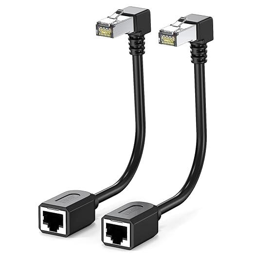 2Pack Cat6 Extension Cable 90 Degree 10cm-4inch, CAT 6 Ethernet Extender Right by JUXINICE