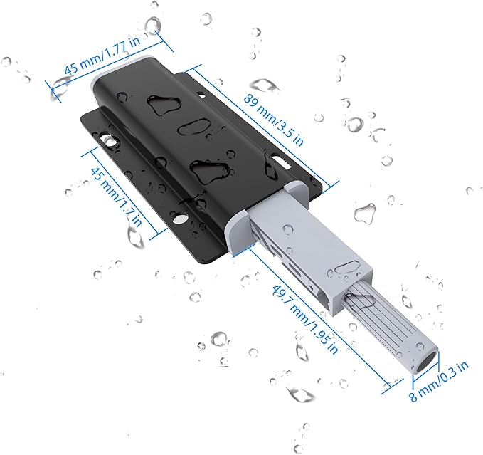3 Pack Push to Open Cabinet Hardware, Touch Latches for Cabinet Doors, Magnetic Cabinets Latch, Magnetic Push Latches for Cabinets to Open Latch，Black