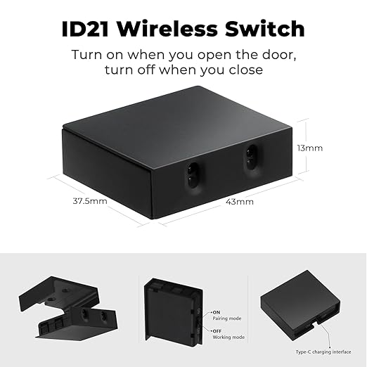 VST Motion Sensor Light Switch IR Sensor Switch, Wireless Door Activated Light Switch for Closet Light LED Strip Light and Under Cabinet Light with JST Male and Female Connector (DC 12V 3A)