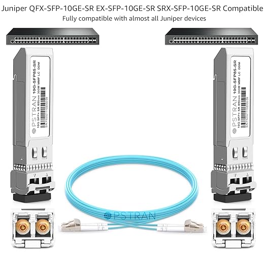 OPSTRAN 10GBASE-SR SFP+ Optical Transceiver Module Compatible with Juniper QFX-SFP-10GE-SR EX-SFP-10GE-SR SRX-SFP-10GE-SR 10Gbps 850nm 300m DDM Duplex LC MMF 4 Pack