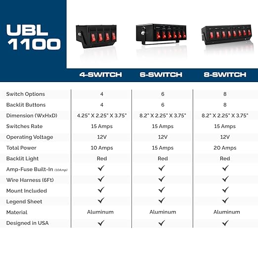 Ultra Bright Lightz 1100 4-Switch Backlit Controller Box | Emergency Vehicle Strobe Warning Lights | Siren | Speaker