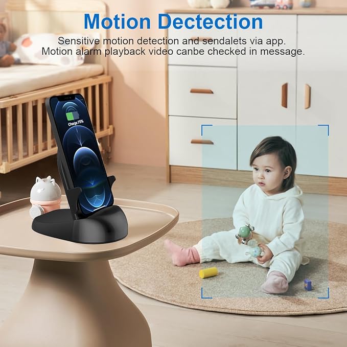 Alkaenum FHD 1080p Dome Camera WiFi Wireless Phone Charger,Indoor Security Camera with Motion Activated, (Rotate Lens) 250°Viewing Angle for Home Security(2.4/5G)