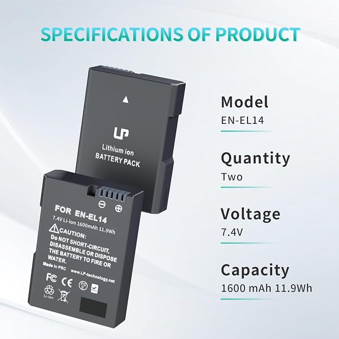 LP EN-EL14 Battery Pack, Compatible - Image 6