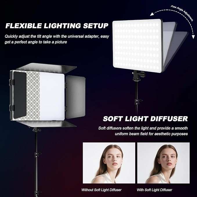 2Pack RGB LED Video Light Kit 12.6in - Image 6