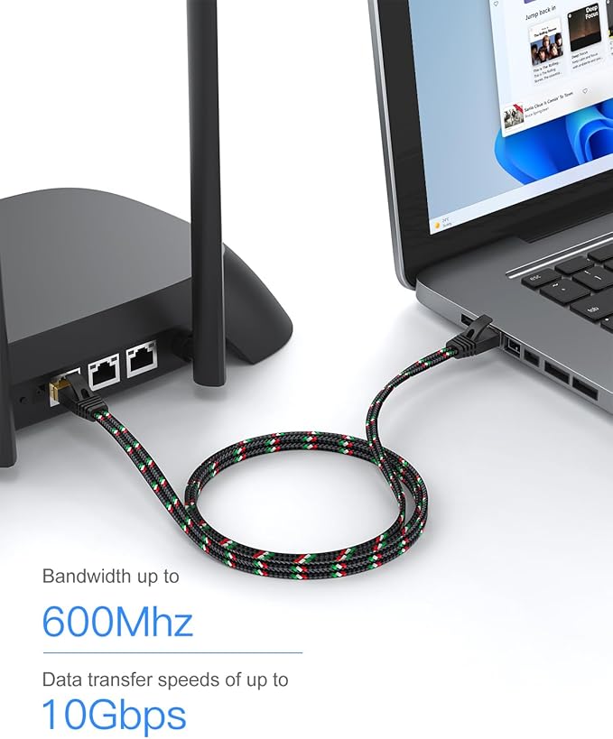 SNANSHI Short Ethernet Cable, Cat 7 Flat Ethernet Cable 3 ft Nylon Braided - Image 4