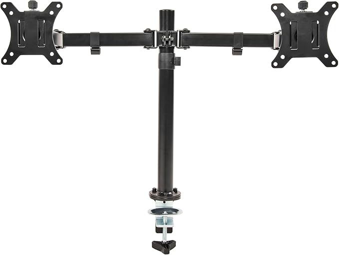 Elevon Dual Monitor Stand for 13-32 inch Computer Screens, Full Adjustable Two Screen Computer Monitor Arm, VESA Mount with C-Clamp/Grommet Base