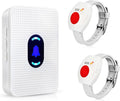 Daytech Wireless Caregiver Pager Wrist Call Button Personal Help Alert Pager System for Home Nurses Caregivers Patients Elderly 2 Alert Watches + 1 Receiver