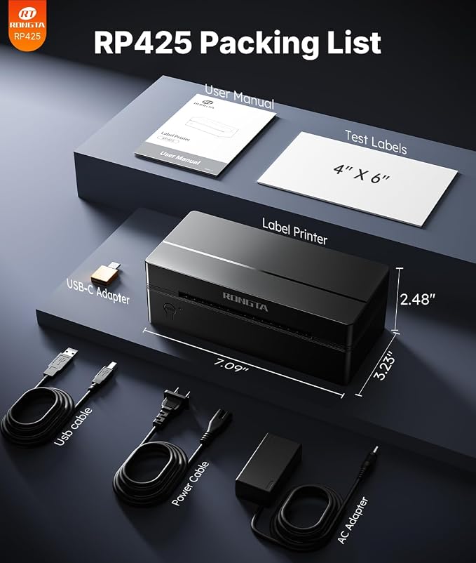 Rongta Bluetooth Shipping Label Printer, Wireless 4x6 Thermal Label Printer - Image 7