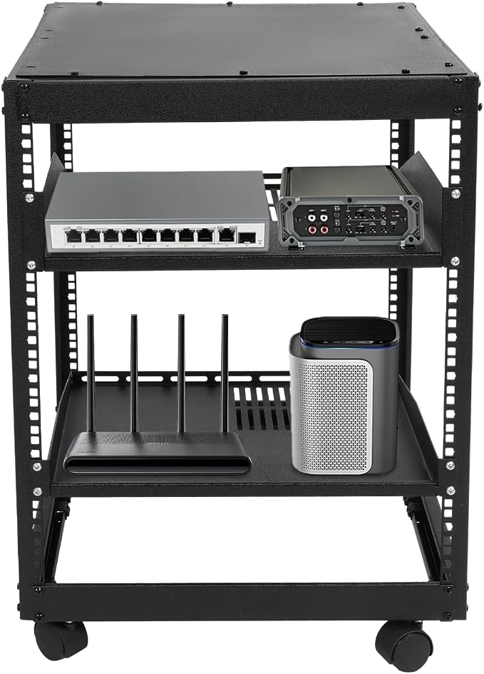 12U Open Frame Server Rack for IT & AV Gear 23-40 in Adjustable Depth Wall by Gelacie