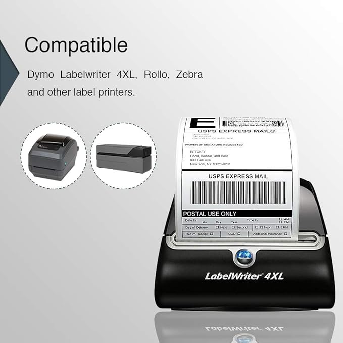 BETCKEY Colored Labels Compatible with Dymo 1744907 (4" x 6") Extra Large Shipping Labels, Compatible for Dymo LabelWriter Thermal 4XL & Zebra Desktop Printers [6 Rolls, Pink]