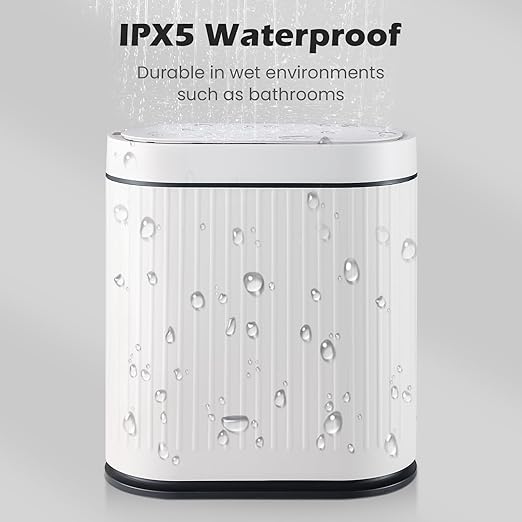 Bathroom Sensor Trash Can with Lid Automatic 2 Gallon Smart Garbage Can Bathroom Decor, 7.5 Liter Small Trash Bin, Motion Sensor Waterproof Wastebasket for Office, Bedroom, White Black
